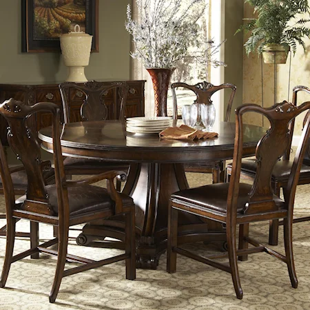 Traditional Round Dining Table with Inlay